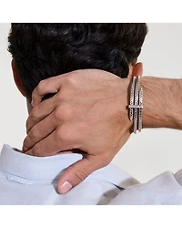Sterling Silver Spear Diamond Pavé Double Flex Cuff Bracelet