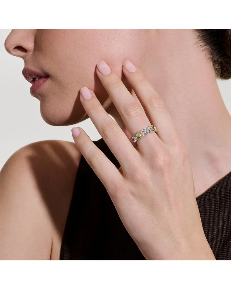 14K Yellow Gold & Sterling Silver JH Essentials Diamond Pavé Band
