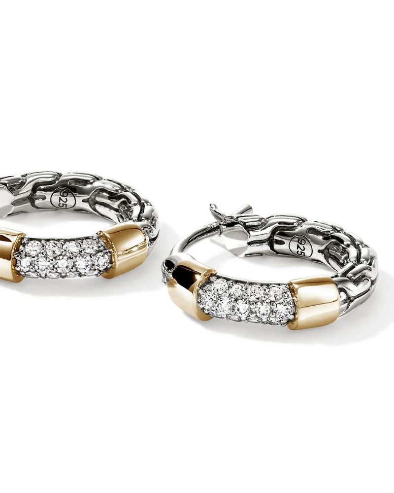 14K Yellow Gold & Sterling Silver JH Essentials Extra Small Hoop Earrings