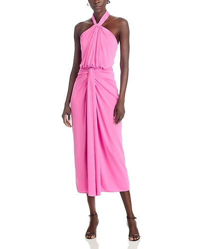 Cinq a Sept Kaily Twist Halter Midi Dress