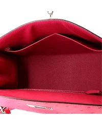 Pre-Owned HERMES Pre-Owned Hermes Kelly 28 Handbag Pink Ostrich with Palladium Hardware