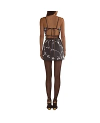 Embellished Leather Strap Mini Dress