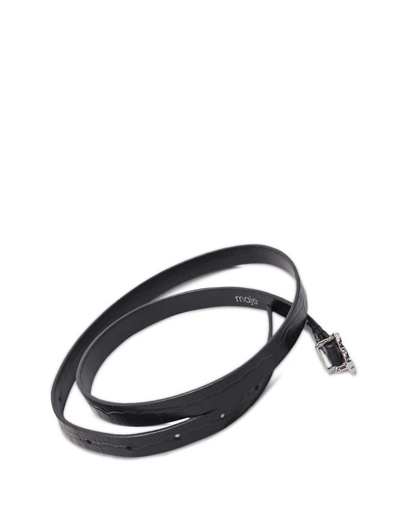 Women's Mock Croc Embossed Leather Belt