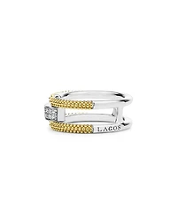 18K Yellow Gold & Sterling Silver Caviar Lux Clip Diamond Pavé Ring - Exclusive