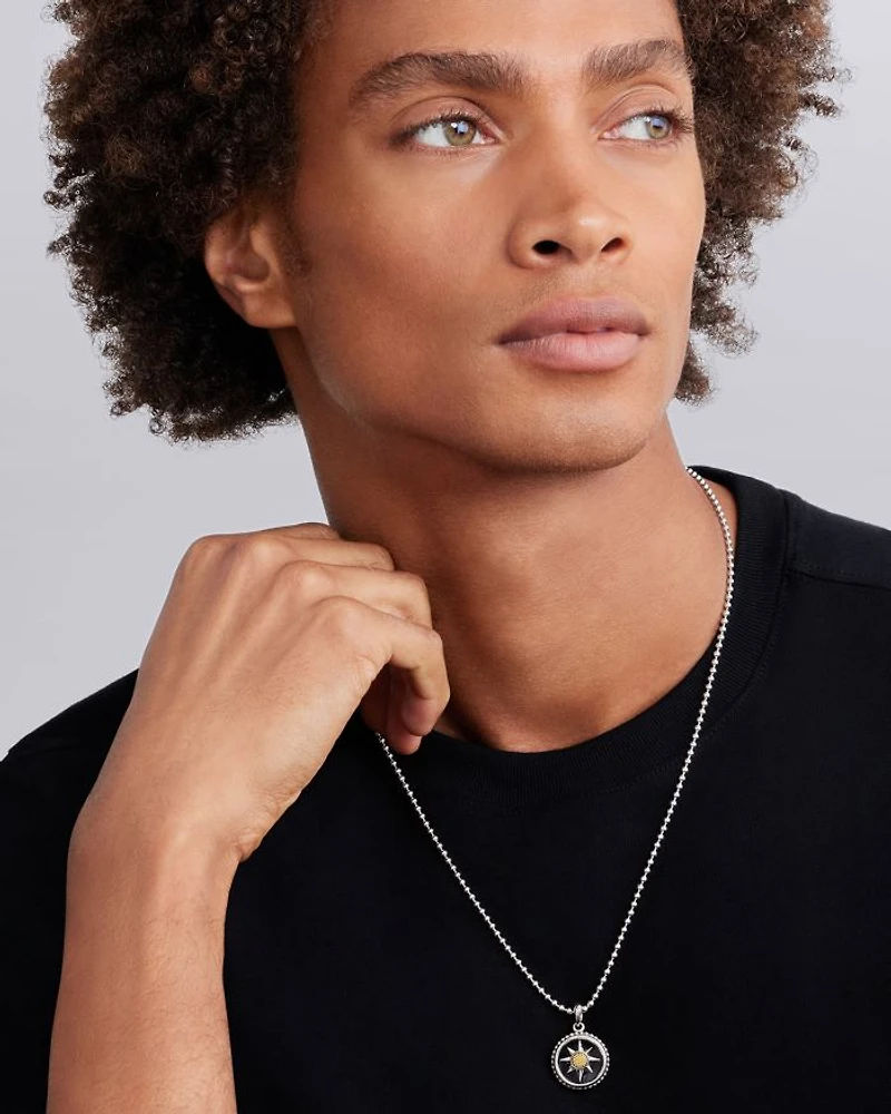 Men's 18K Yellow Gold & Sterling Silver Anthem Black Agate Starburst Amulet Pendant - Exclusive