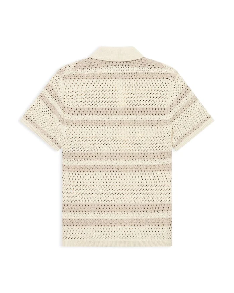 Gianni Short Sleeve Striped Open Knit Shirt