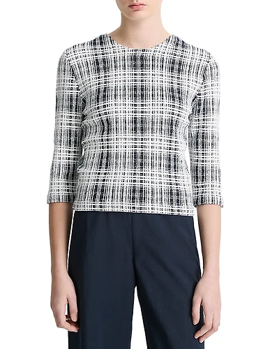 Vince Boucle Plaid Top