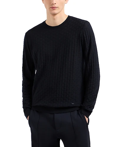 Emporio Armani Knitted Basketweave Wool Pullover Sweater