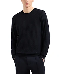 Emporio Armani Knitted Basketweave Wool Pullover Sweater