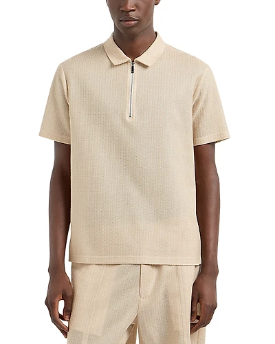 Emporio Armani Partial Zip Woven Polo Shirt