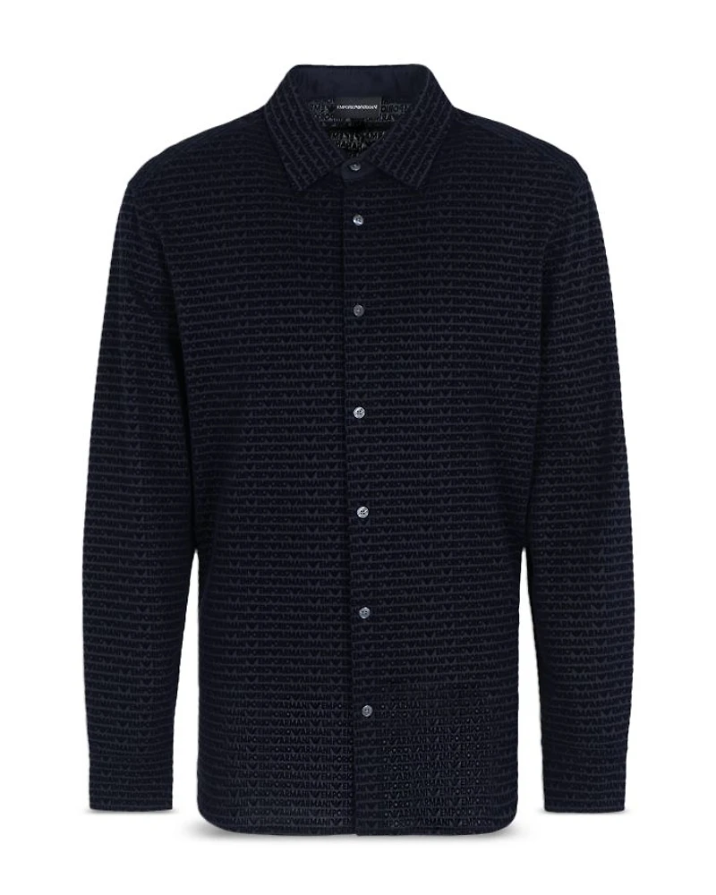 Allover Logo Regular Fit Button Down Shirt