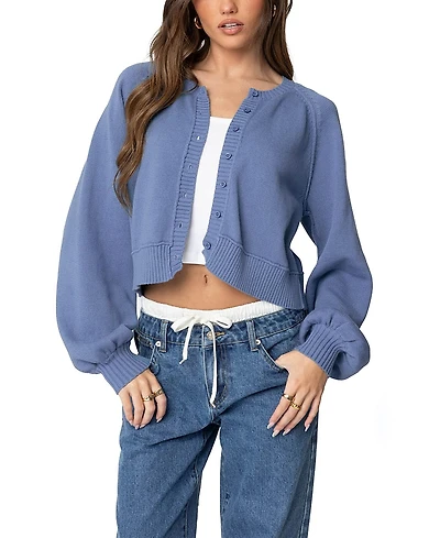 Edikted Sammi Puff Sleeve Knit Cardigan