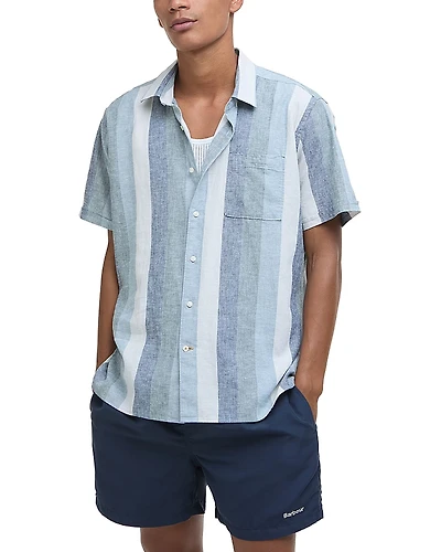 Barbour Portwell Regular Fit Linen Blend Short Sleeve Shirt