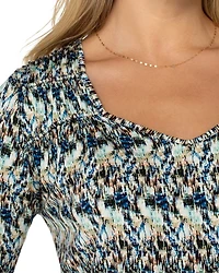 Long Sleeve Shirred Knit Tee
