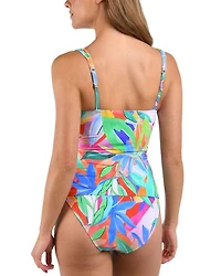 Tropi Flage Twist Front Tankini Top