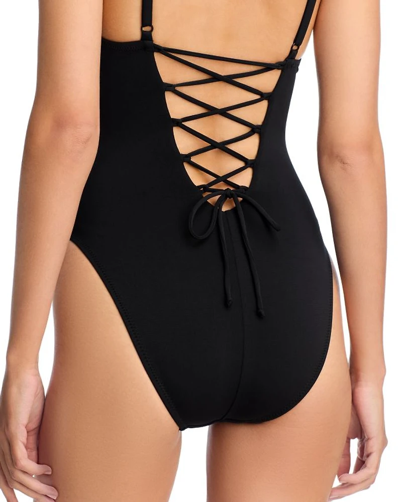 Ava Lace Up One Piece Swimsuit