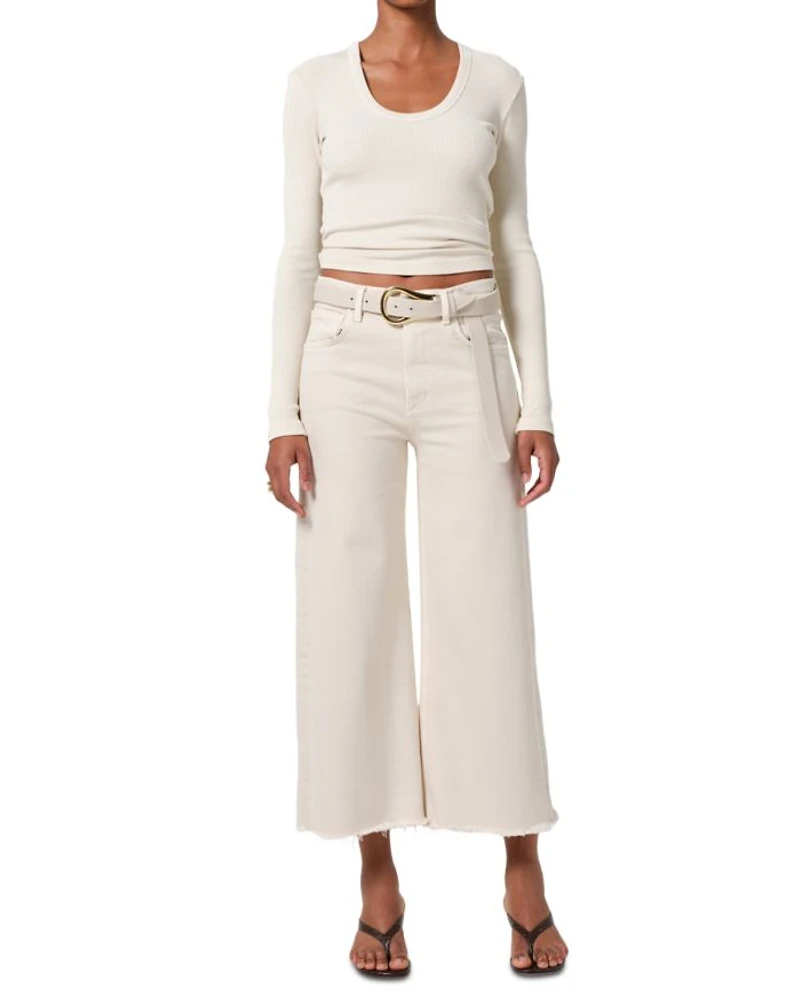 Lyra High Rise Crop Wide Leg Jeans Almondette