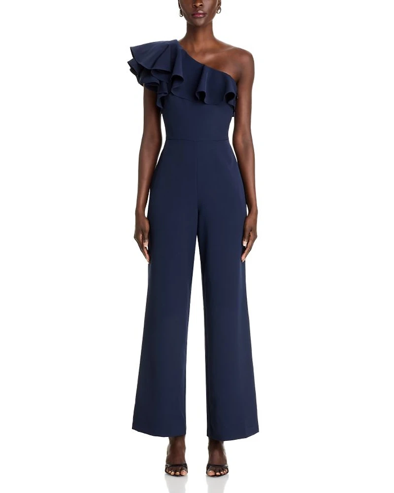 One Shoulder Ruffle Jumpsuit