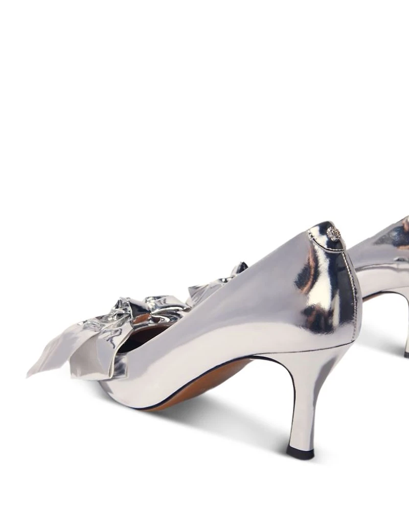 Women's Leather Pumps with Bow Detail
