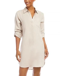 Karen Kane Linen Roll Sleeve Shirt Dress