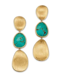 Marco Bicego 18K Yellow Gold Lunaria Color Turquoise & Textured Link Drop Earrings
