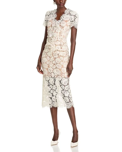 Fine Lace Embellished Midi Dress
