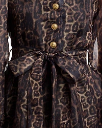 Organza Leopard V Neck Tiered Dress