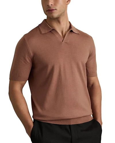 Duchie Short Sleeve Open Collar Merino Wool Polo