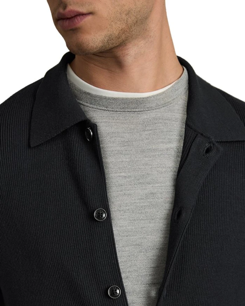 Saint Long Sleeve Fine Rib Button Up Cardigan
