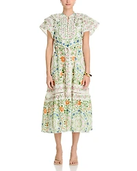 Folk Floral Midi Dress