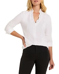 Ruffle V Neck Long Sleeve Shirt