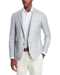 Canali Kei Wool, Silk & Linen Plaid Unstructured Regular Fit Sport Coat