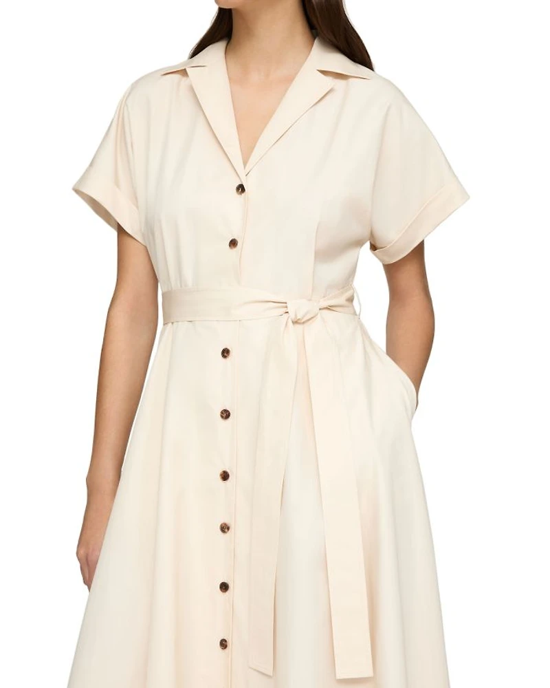 Notch Lapel Shirt Dress