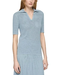 Pointelle Stitch Polo Shirt