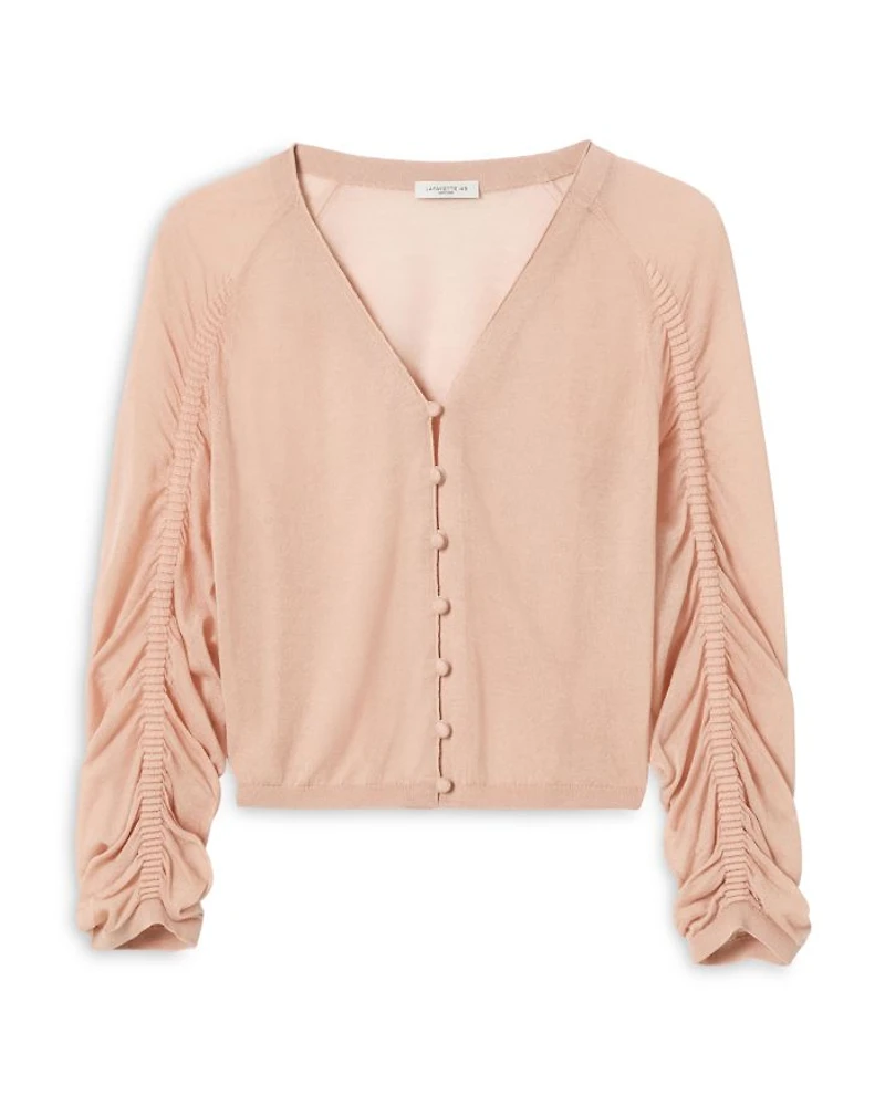 Ruched Sleeve Cropped Cardigan