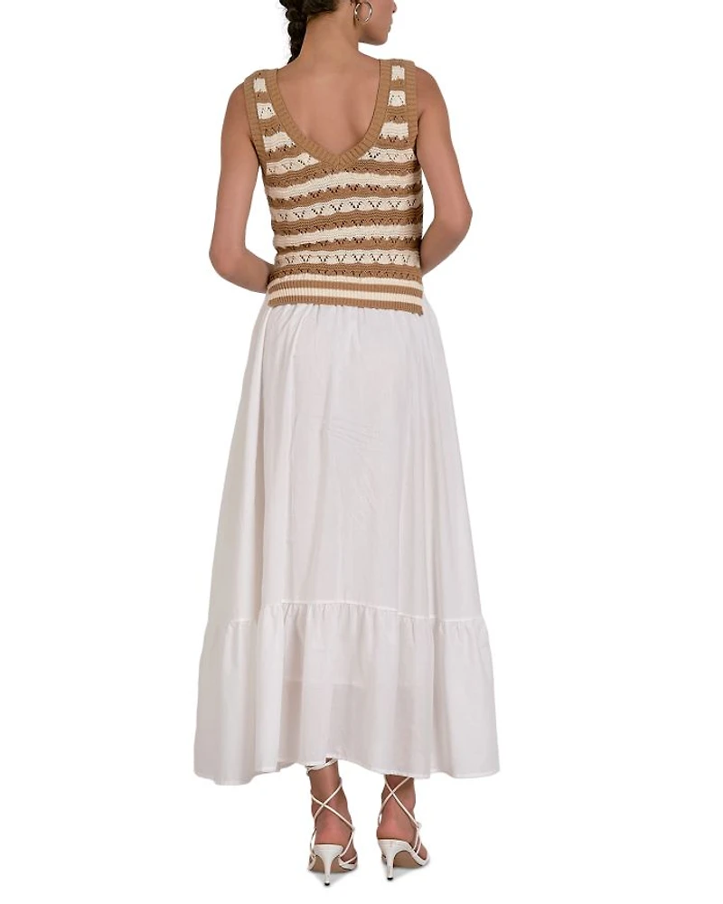Mixed Media Knit Midi Dress