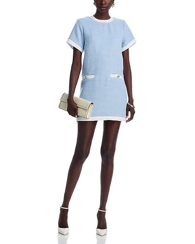Aqua Tweed Shift Dress - Exclusive