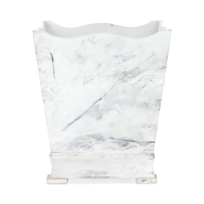 Vietri Florentine Wooden Accessories Marble Look Waste Basket