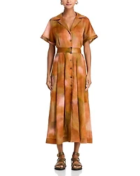 Notch Collar Shirt Dress
