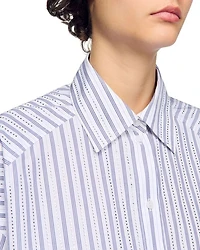 Striped Rhinestone Trim Shirt