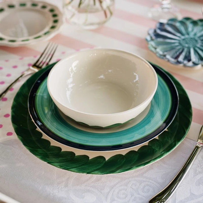 Lisbon Green Brushstroke Dinner Plate