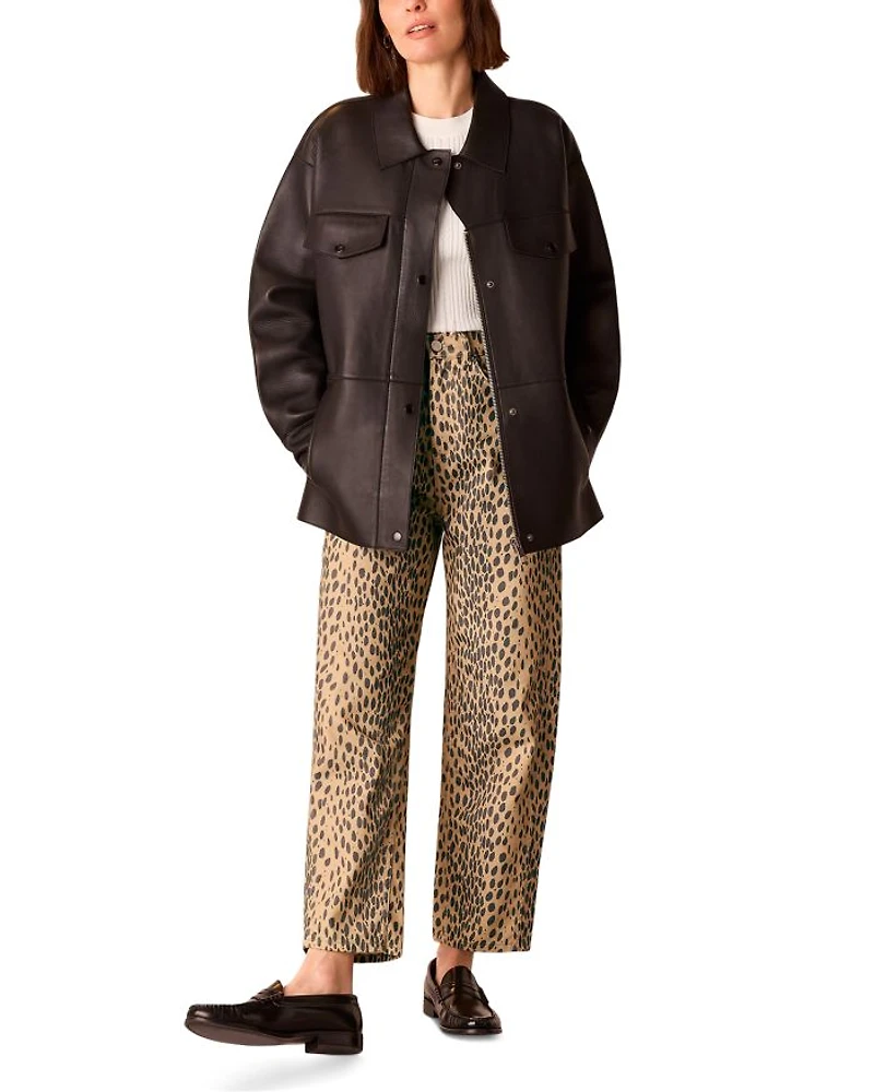 Animal Print Barrel Leg Pants