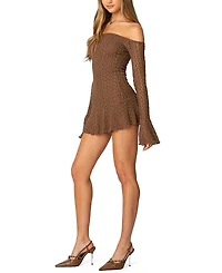 Edikted Mya Off Shoulder Textured Mini Dress