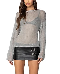 Edikted Drop Shoulder Sheer Knit Sweater