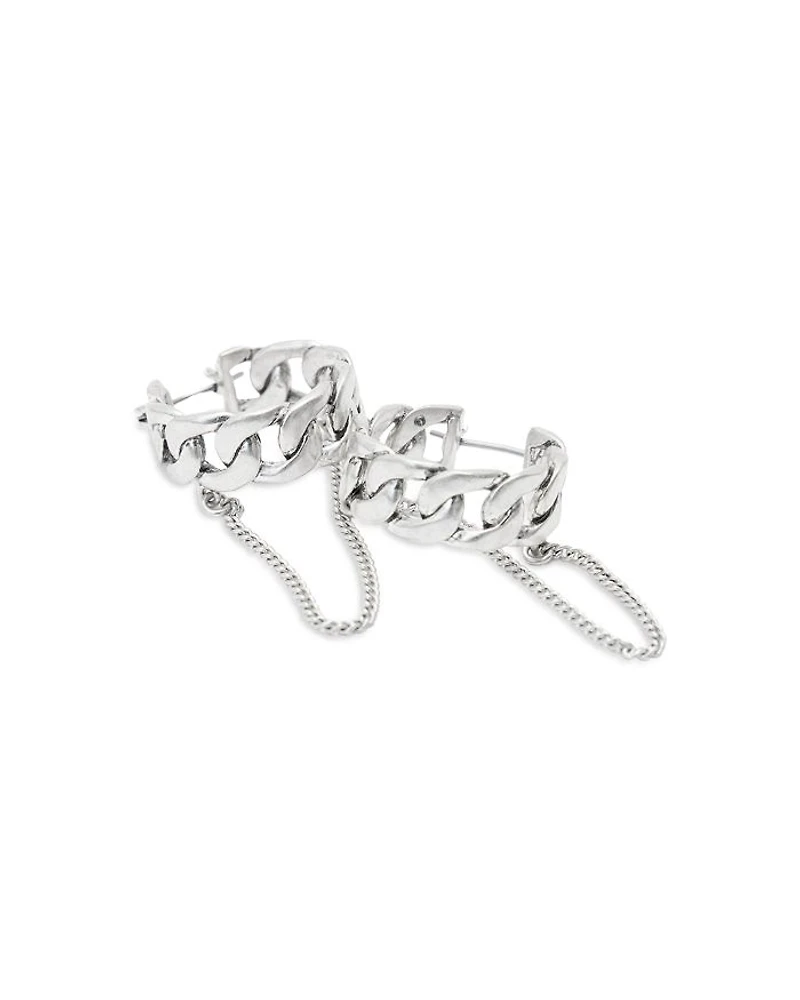 Dangling Chain Twist Hoop Earrings