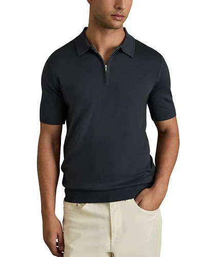Maxwell Short Sleeve Half Zip Merino Wool Polo