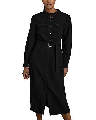 Belted Long Sleeve Shirt Dress