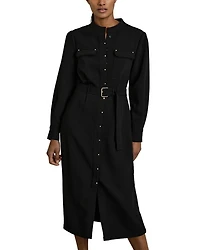 Belted Long Sleeve Shirt Dress