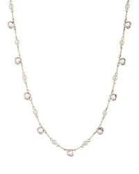 Faux Pearl Station Necklace, 16-19"