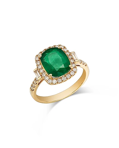 Bloomingdale's Fine Collection Emerald & Diamond Halo Ring
